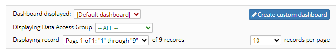 Record Status Dashboard filters