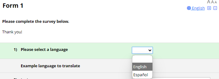 No selection in language field resulting in the English default language