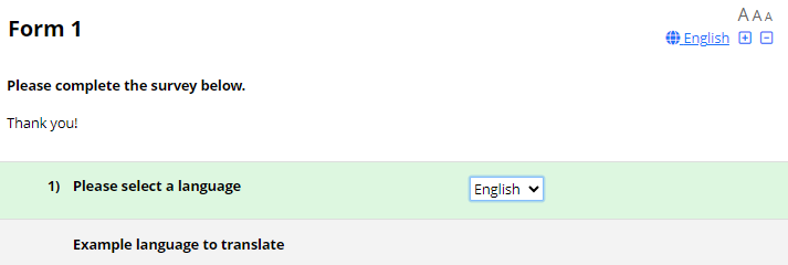 English selection translates example text to English