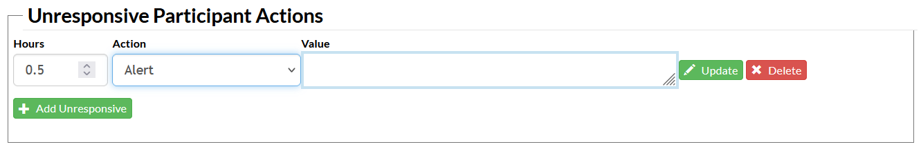 Screenshot of the appointment reminder configuration page in Mosio, with the add unresponsive selected, and a new value entered into the hours field.