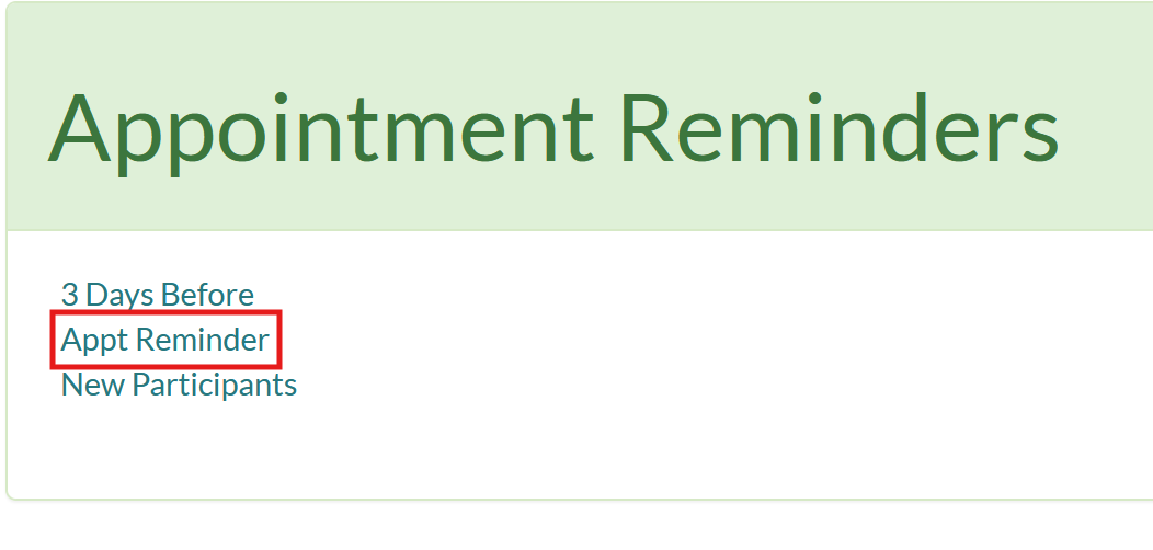 Screenshot of the appointment overview page in Mosio, with an appointment name highlighted.
