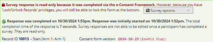 Data entry view of different record with different consent version displayed