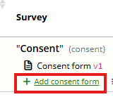 Screenshot of '+add consent form' option in e-Consent settings