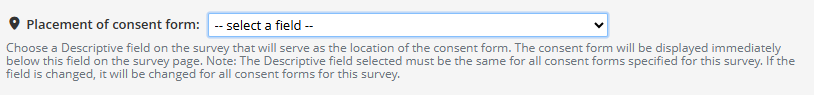 Screenshot of 'placement of consent form' item in e-Consent settings