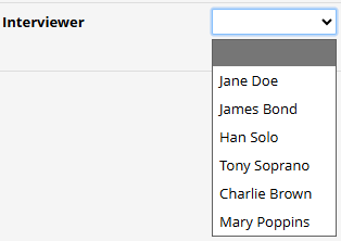 Screenshot of a dropdown response options where the 'John Doe' option is no longer present