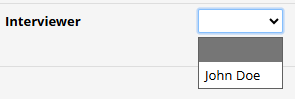 Screenshot of a dropdown response options where the 'John Doe' option is the only option available